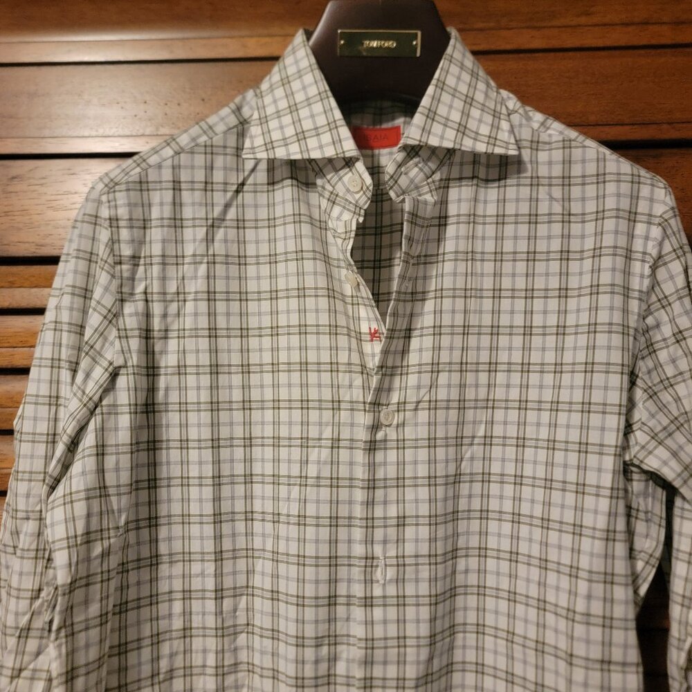 ISAIA MENS SHIRT LONG SLEEVEES SZ 37 x 14 1/2